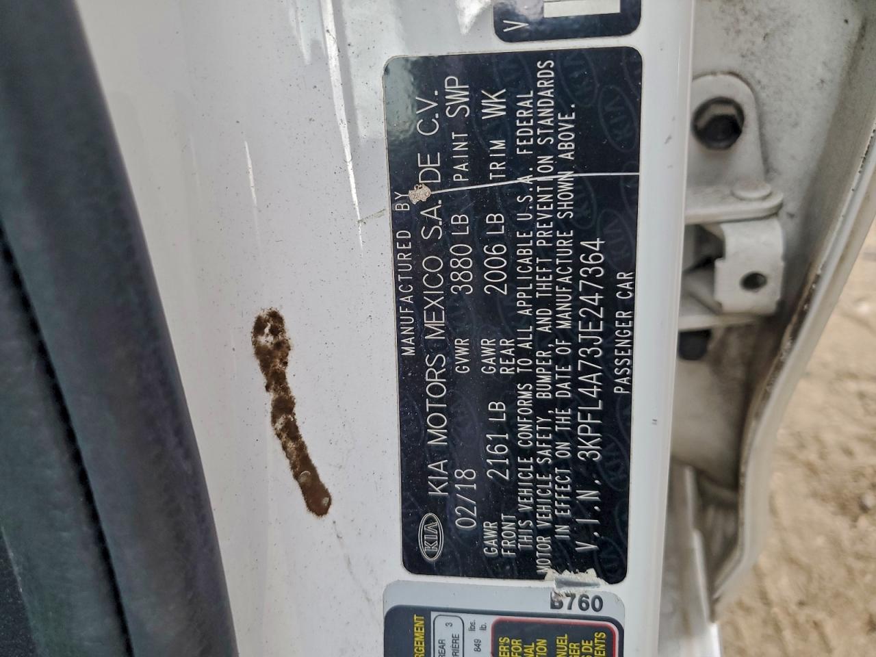 2018 Kia Forte Lx VIN: 3KPFL4A73JE247364 Lot: 94219635