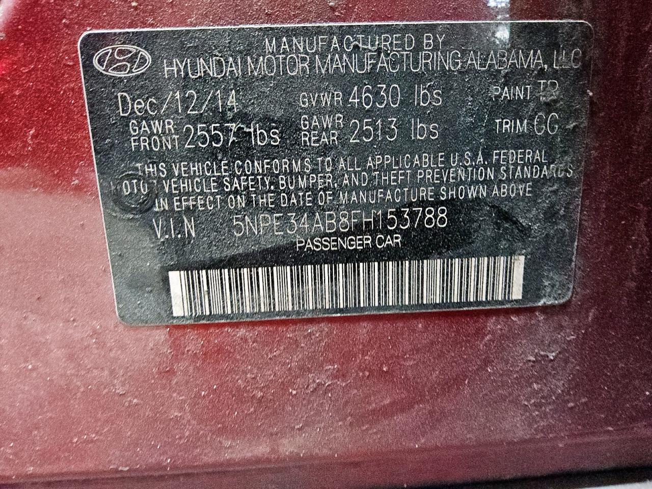 2015 Hyundai Sonata Sport VIN: 5NPE34AB8FH153788 Lot: 92191545