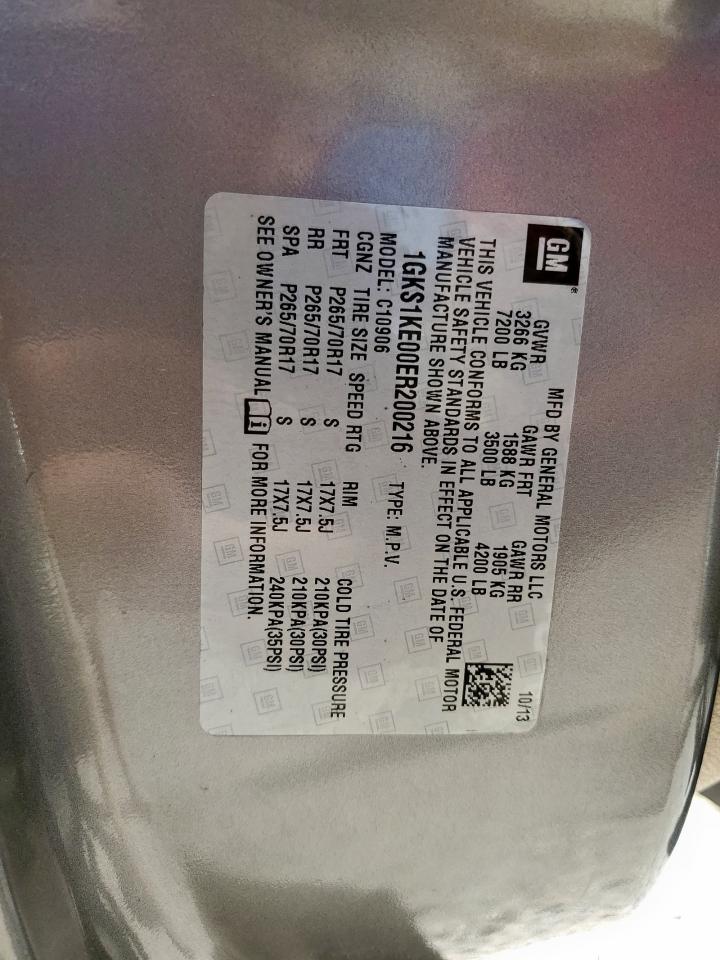 2014 GMC Yukon Xl C1500 Slt VIN: 1GKS1KE00ER200216 Lot: 91634165