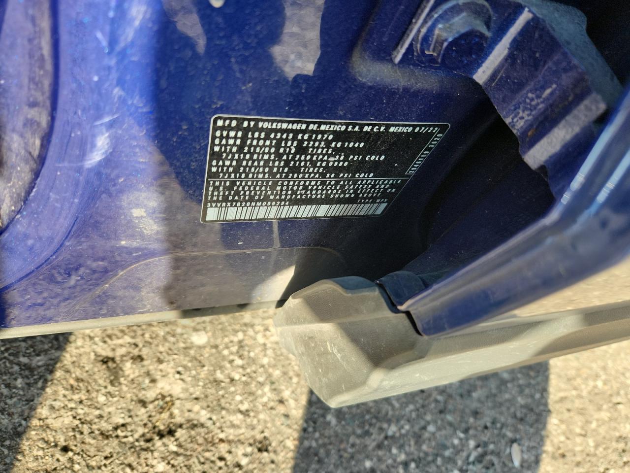 2022 Volkswagen Taos Se VIN: 3VVRX7B28NM099294 Lot: 92789425