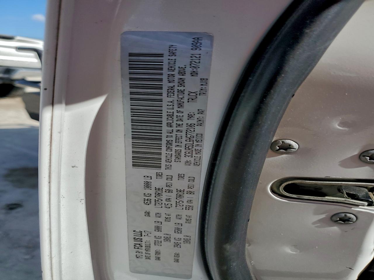 2017 Ram 2500 Slt VIN: 3C6UR5DL6HG772106 Lot: 93493815