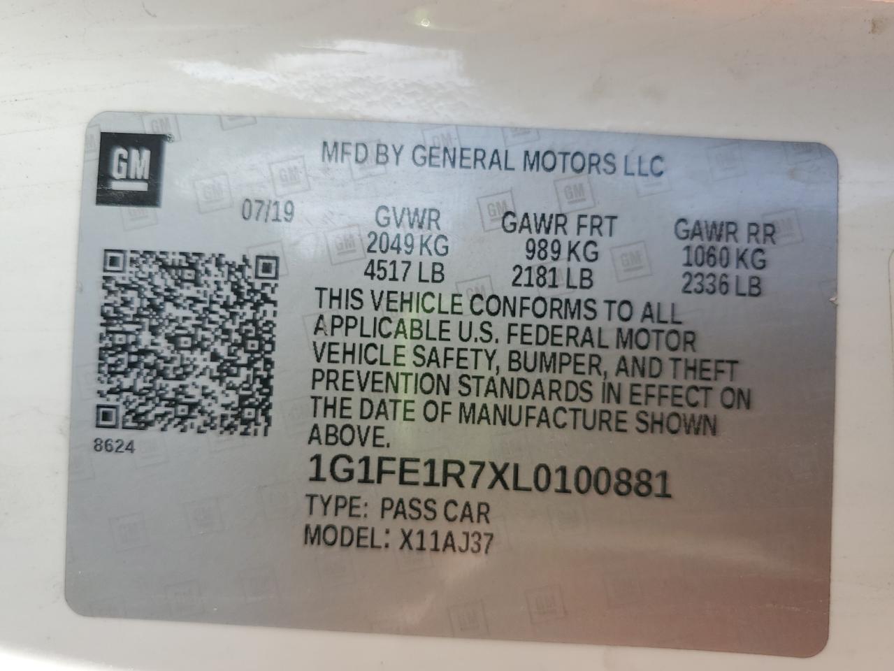 2020 Chevrolet Camaro Lz VIN: 1G1FE1R7XL0100881 Lot: 93293625