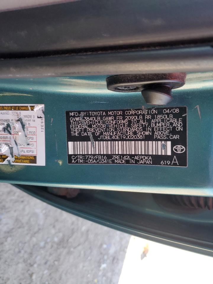 2009 Toyota Corolla Base VIN: JTDBL40E19J020381 Lot: 91069325