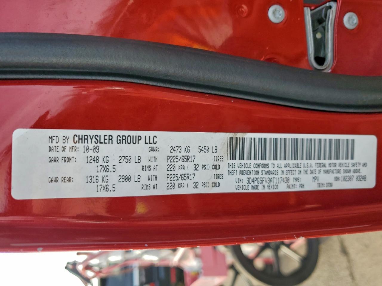 2010 Dodge Journey Sxt VIN: 3D4PG5FV3AT117430 Lot: 93710585