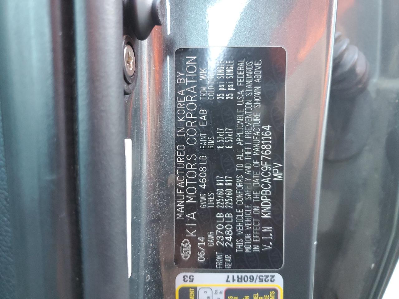 2015 Kia Sportage Lx VIN: KNDPBCAC9F7681164 Lot: 92106345