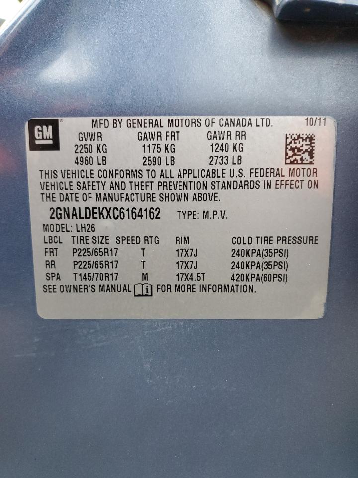 2012 Chevrolet Equinox Lt VIN: 2GNALDEKXC6164162 Lot: 91243965