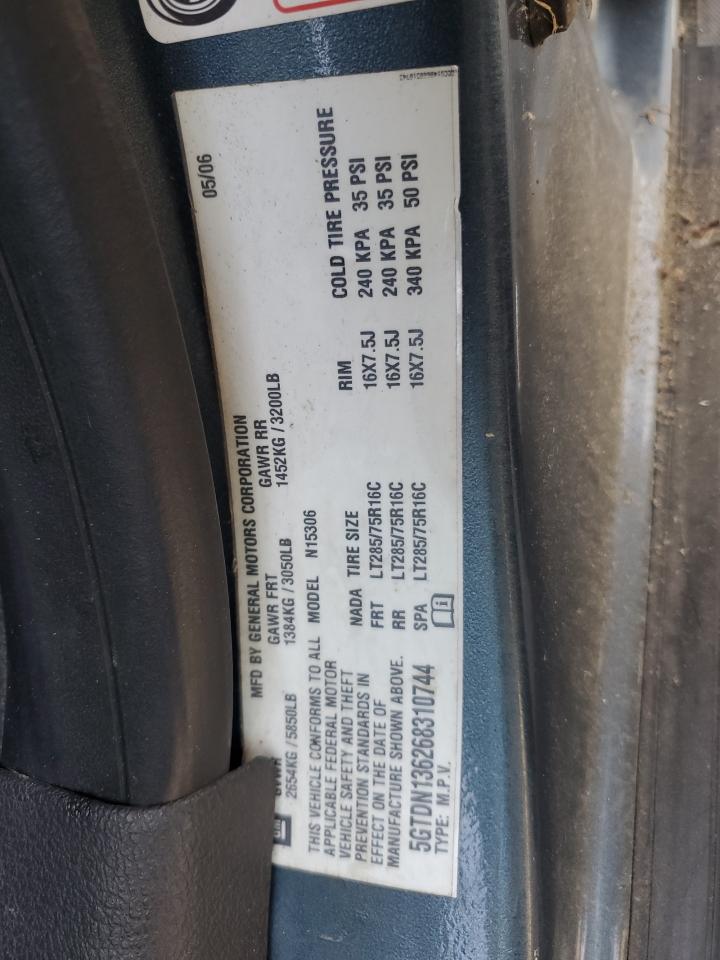 2006 Hummer H3 VIN: 5GTDN136268310744 Lot: 91703625