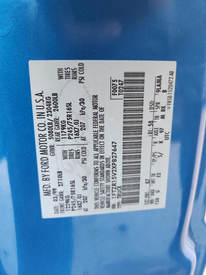 1999 Ford Ranger Super Cab VIN: 1FTZR15V2XPB27647 Lot: 93424645