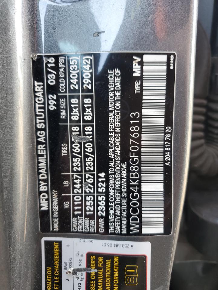 2016 Mercedes-Benz Glc 300 4Matic VIN: WDC0G4KB8GF076813 Lot: 92453815