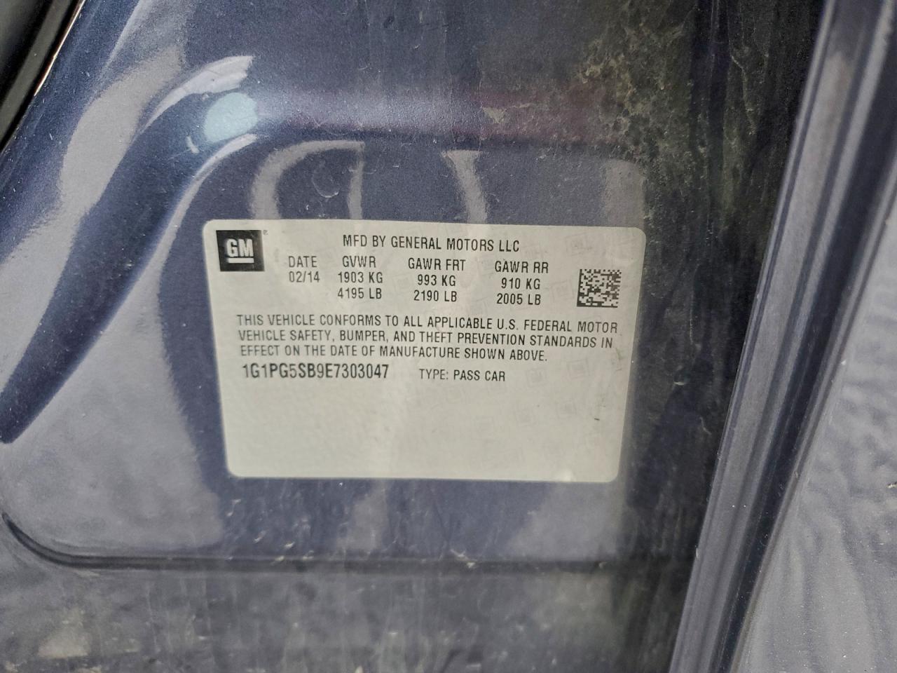 2014 Chevrolet Cruze Ltz VIN: 1G1PG5SB9E7303047 Lot: 94453855