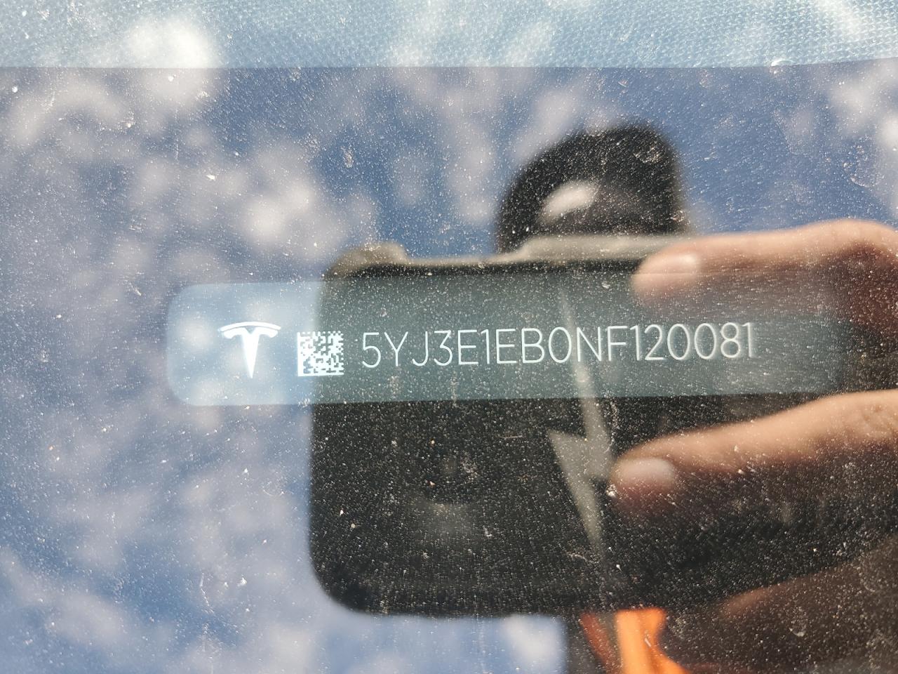2022 Tesla Model 3 VIN: 5YJ3E1EB0NF120081 Lot: 91284095