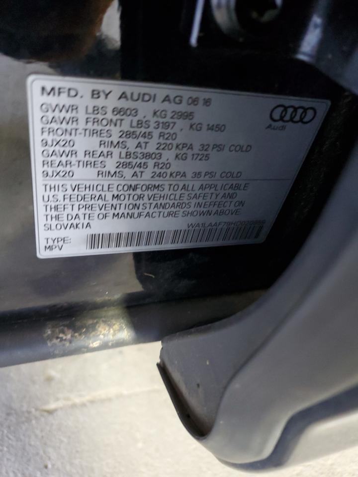 2017 Audi Q7 Premium Plus VIN: WA1LAAF79HD020959 Lot: 93050455