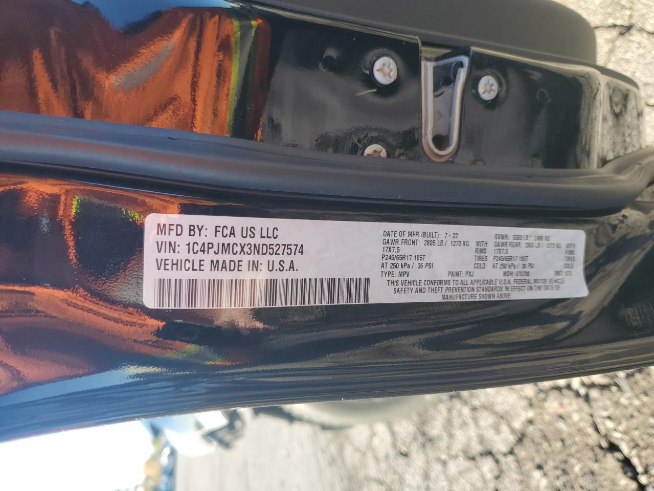 2022 Jeep Cherokee Latitude VIN: 1C4PJMCX3ND527574 Lot: 91861825