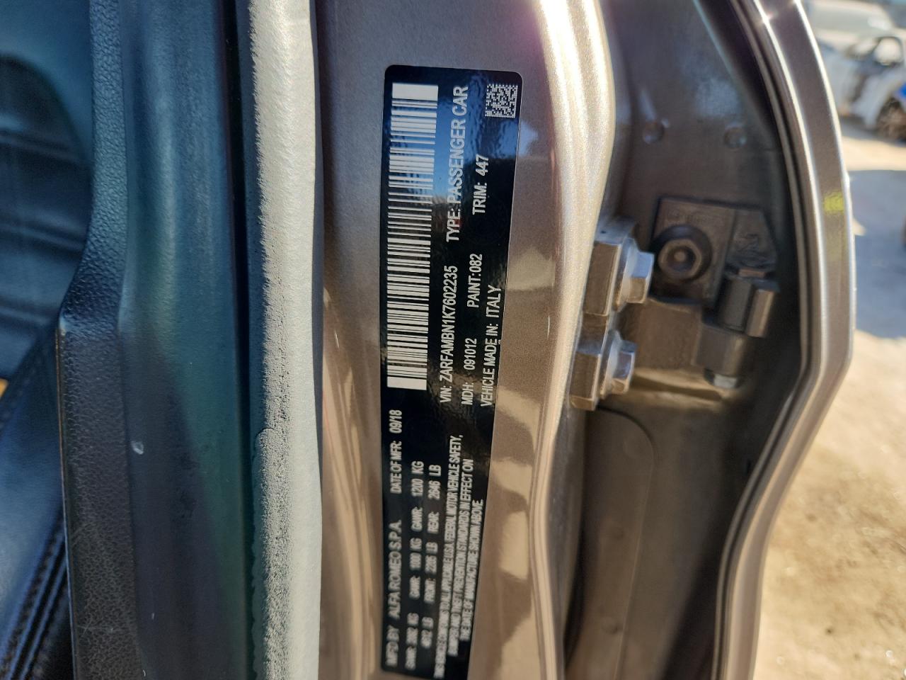 2019 Alfa Romeo Giulia Ti VIN: ZARFAMBN1K7602235 Lot: 91690305