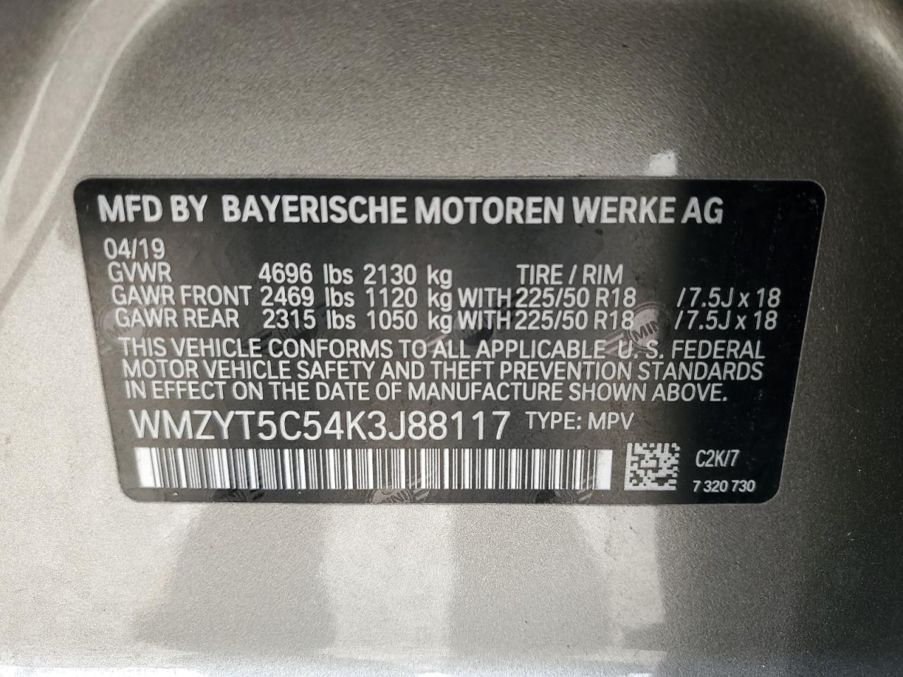 2019 Mini Cooper S Countryman All4 VIN: WMZYT5C54K3J88117 Lot: 91371785