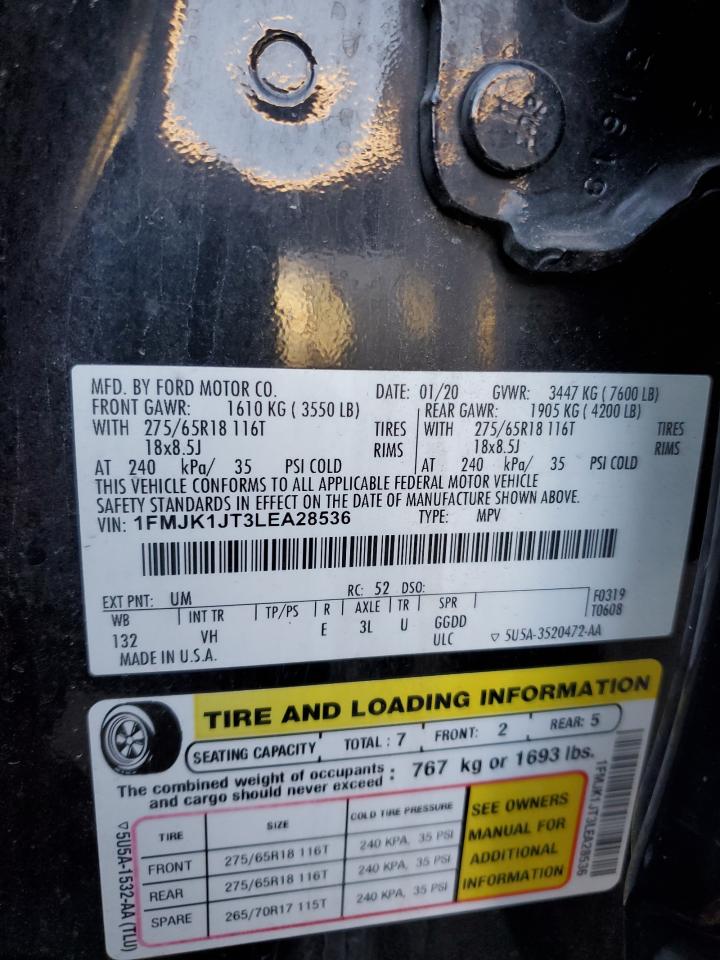 2020 Ford Expedition Max Xlt VIN: 1FMJK1JT3LEA28536 Lot: 91657265