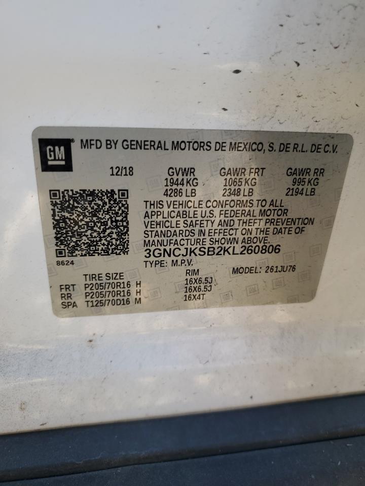 2019 Chevrolet Trax Ls VIN: 3GNCJKSB2KL260806 Lot: 91485015