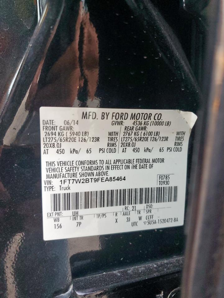 2015 Ford F250 Super Duty VIN: 1FT7W2BT9FEA85464 Lot: 92349995
