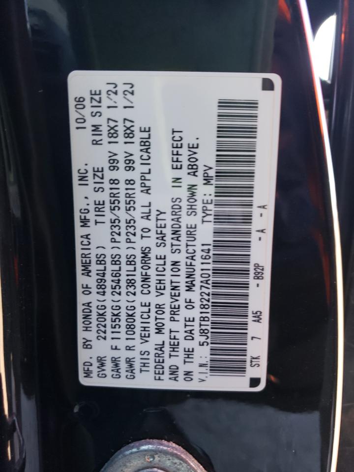 2007 Acura Rdx VIN: 5J8TB18227A011641 Lot: 92301995