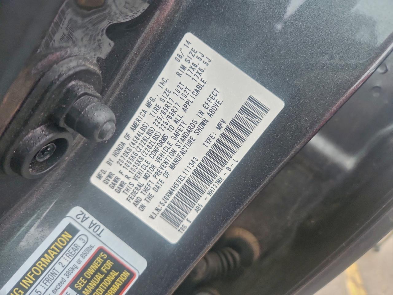 2014 Honda Cr-V Ex VIN: 5J6RM4H59EL111343 Lot: 94023365