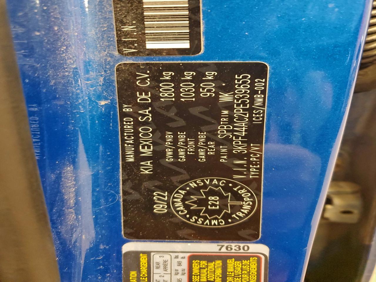 2023 Kia Forte Gt VIN: 3KPF44AC2PE539655 Lot: 94861935