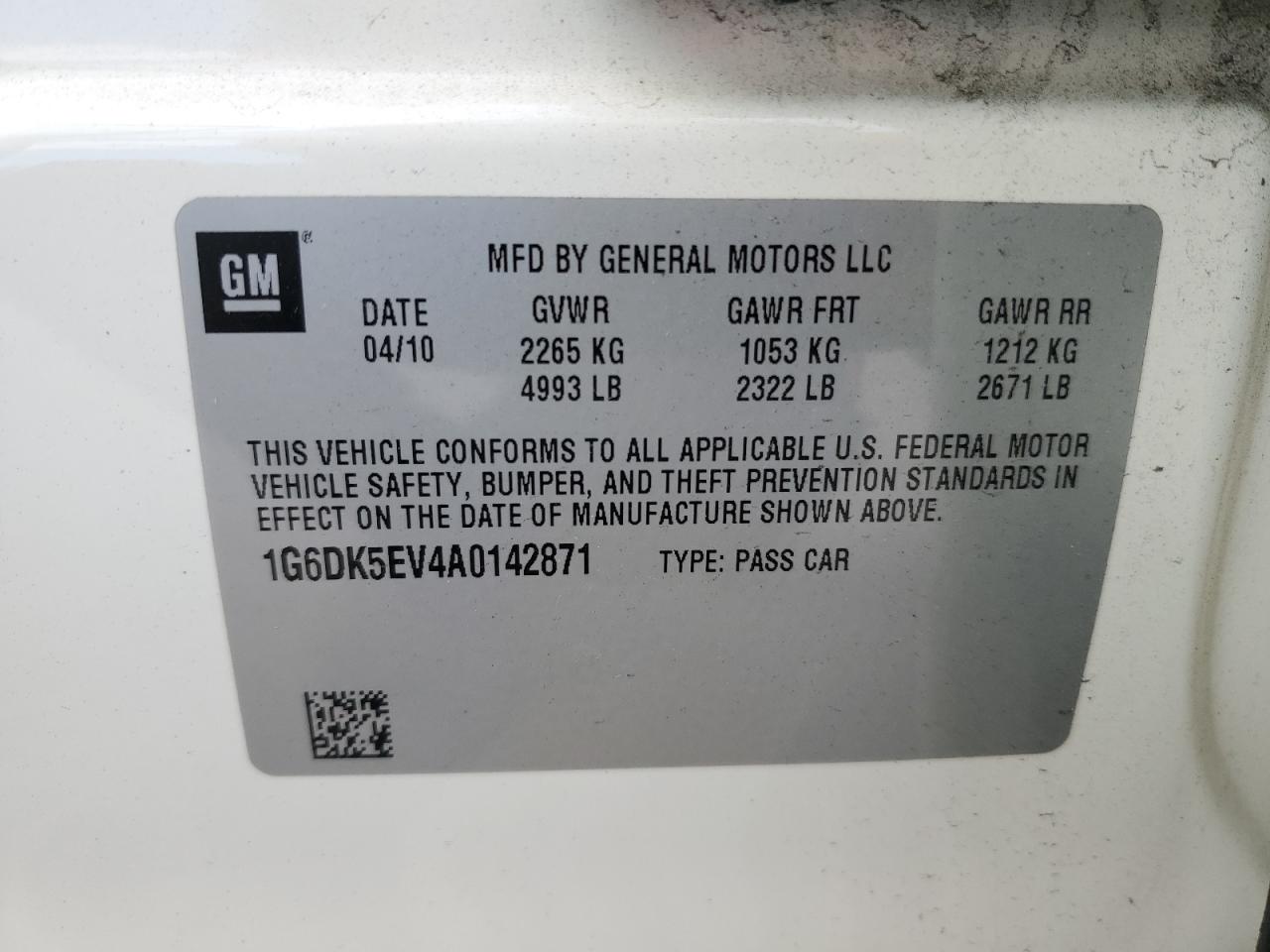 2010 Cadillac Cts Performance Collection VIN: 1G6DK5EV4A0142871 Lot: 92175615