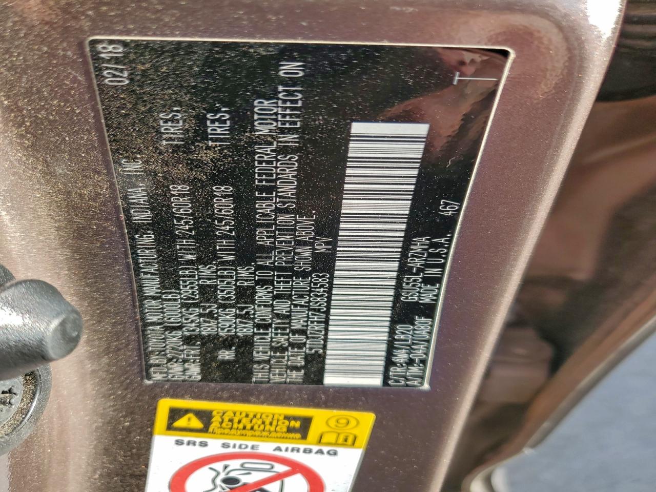 2018 Toyota Highlander Se VIN: 5TDJZRFH7JS834583 Lot: 94316145