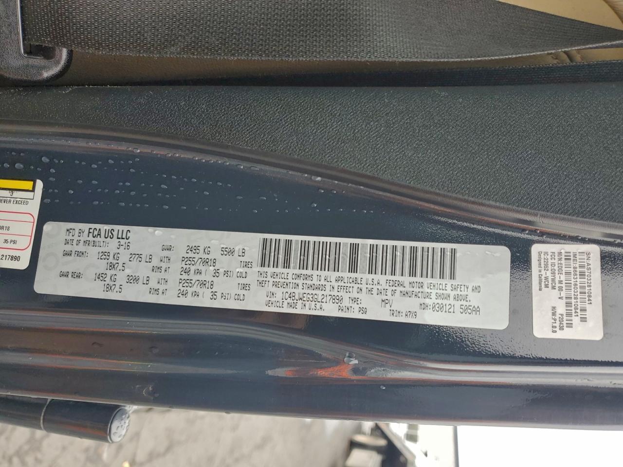 2016 Jeep Wrangler Unlimited Sahara VIN: 1C4BJWEG3GL217890 Lot: 94263755