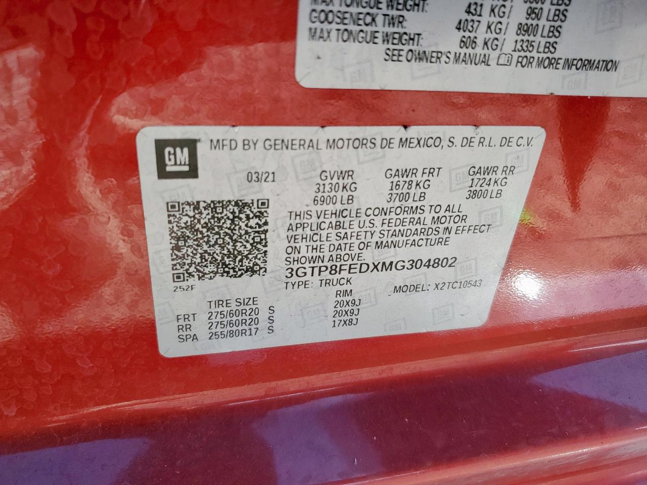 2021 GMC Sierra C1500 Denali VIN: 3GTP8FEDXMG304802 Lot: 92421375