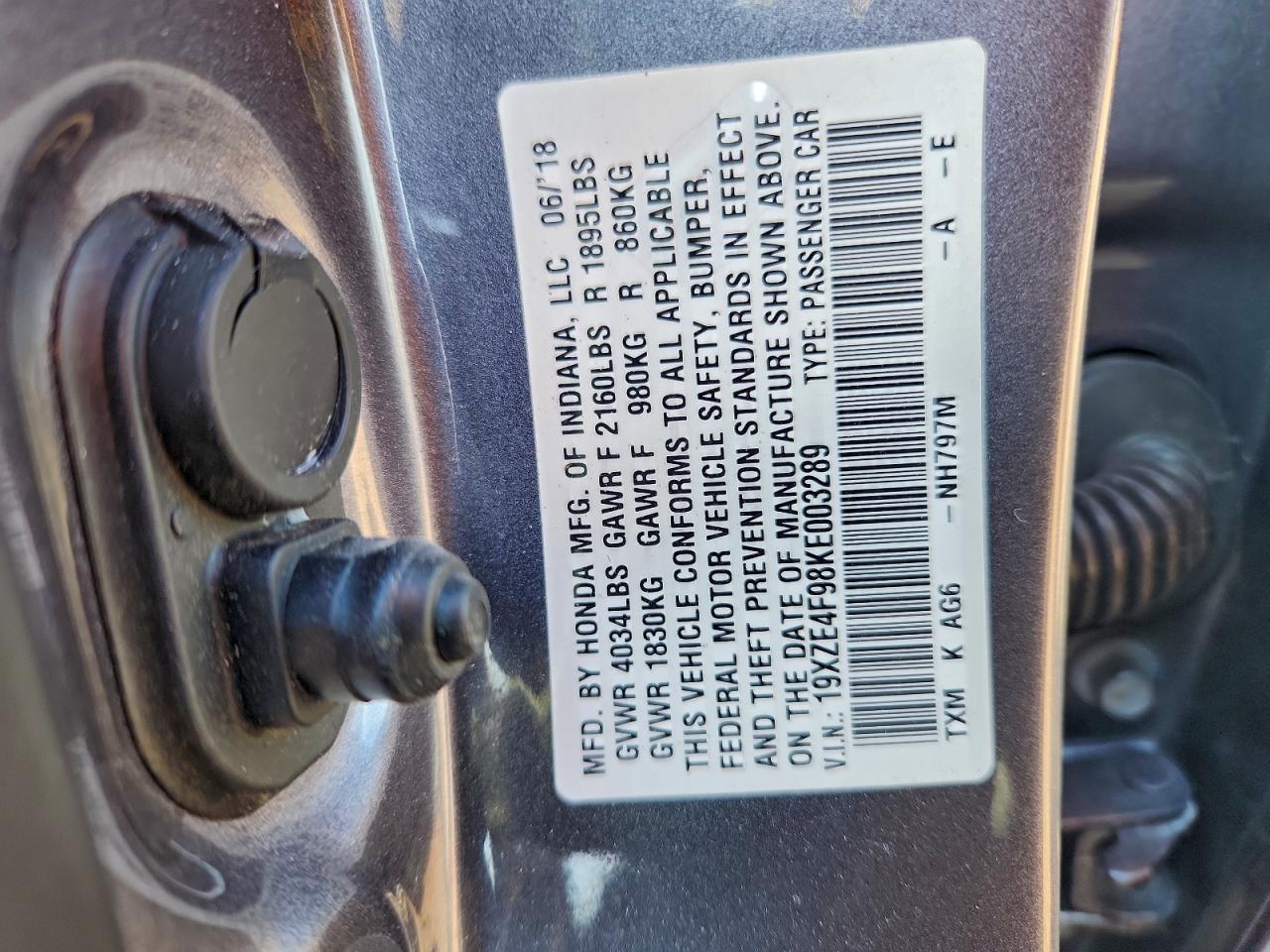 2019 Honda Insight Touring VIN: 19XZE4F98KE003289 Lot: 93905905