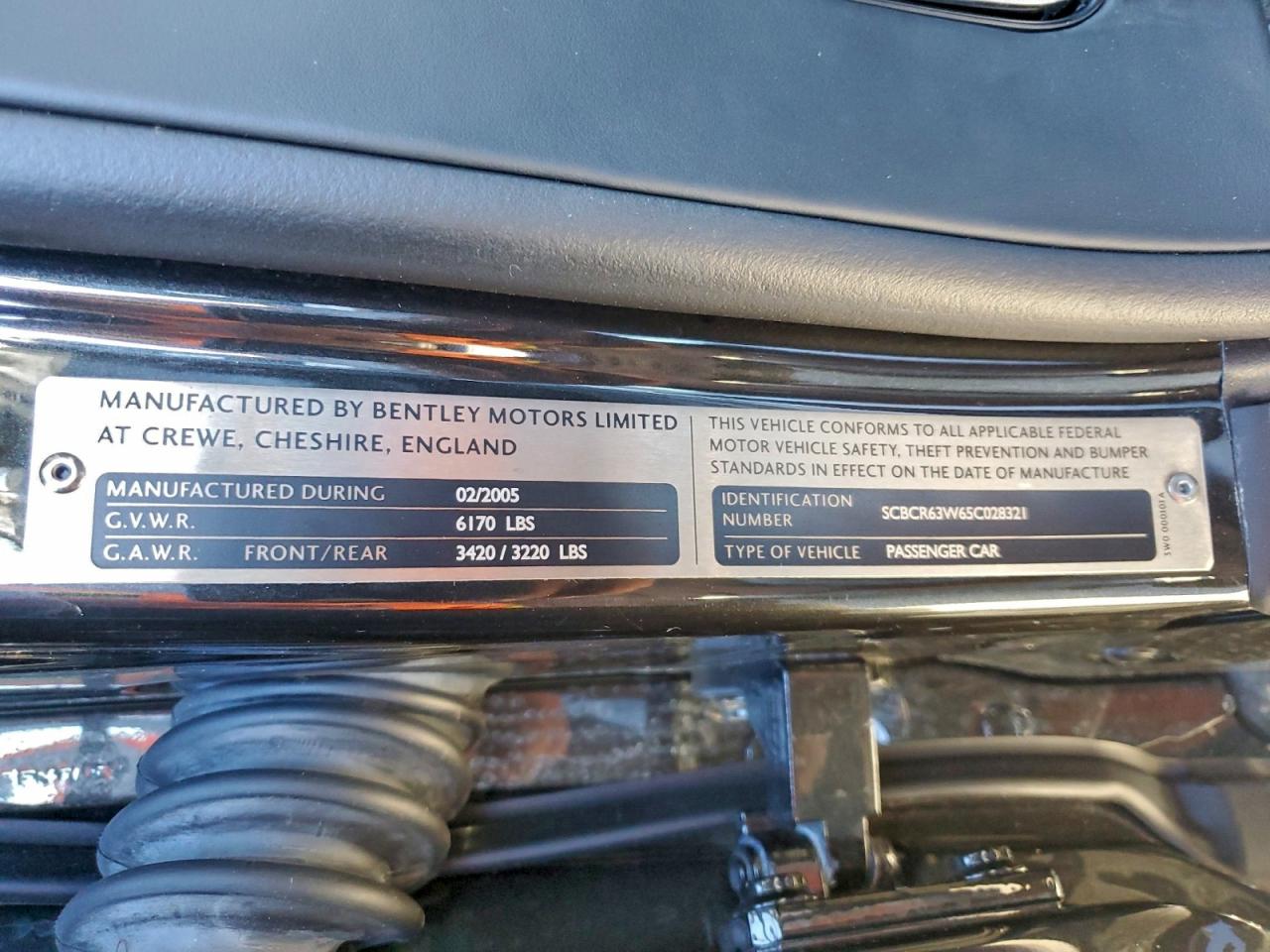 2005 Bentley Continental Gt VIN: SCBCR63W65C028321 Lot: 94905775