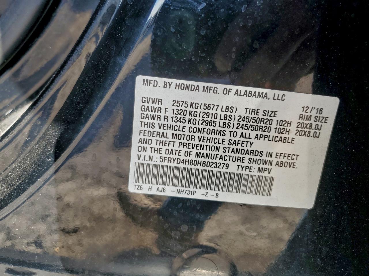 2017 Acura Mdx Advance VIN: 5FRYD4H80HB023279 Lot: 94081075