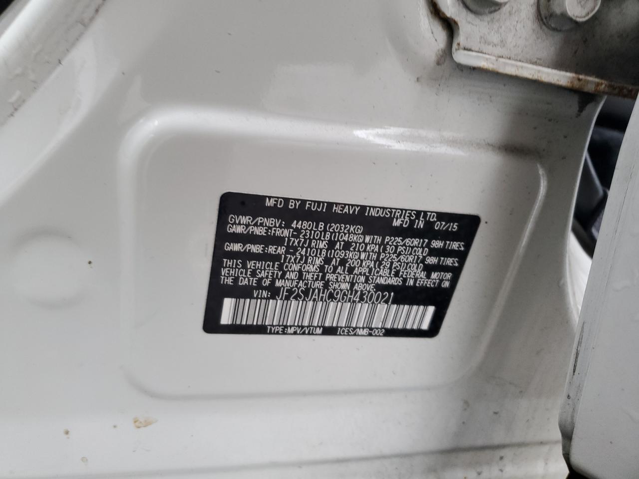 2016 Subaru Forester 2.5I Limited VIN: JF2SJAHC9GH430021 Lot: 92727845