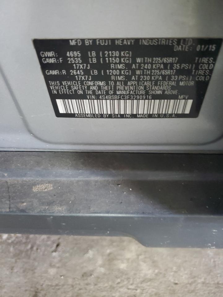 2015 Subaru Outback 2.5I Premium VIN: 4S4BSBFC3F3290916 Lot: 93676385