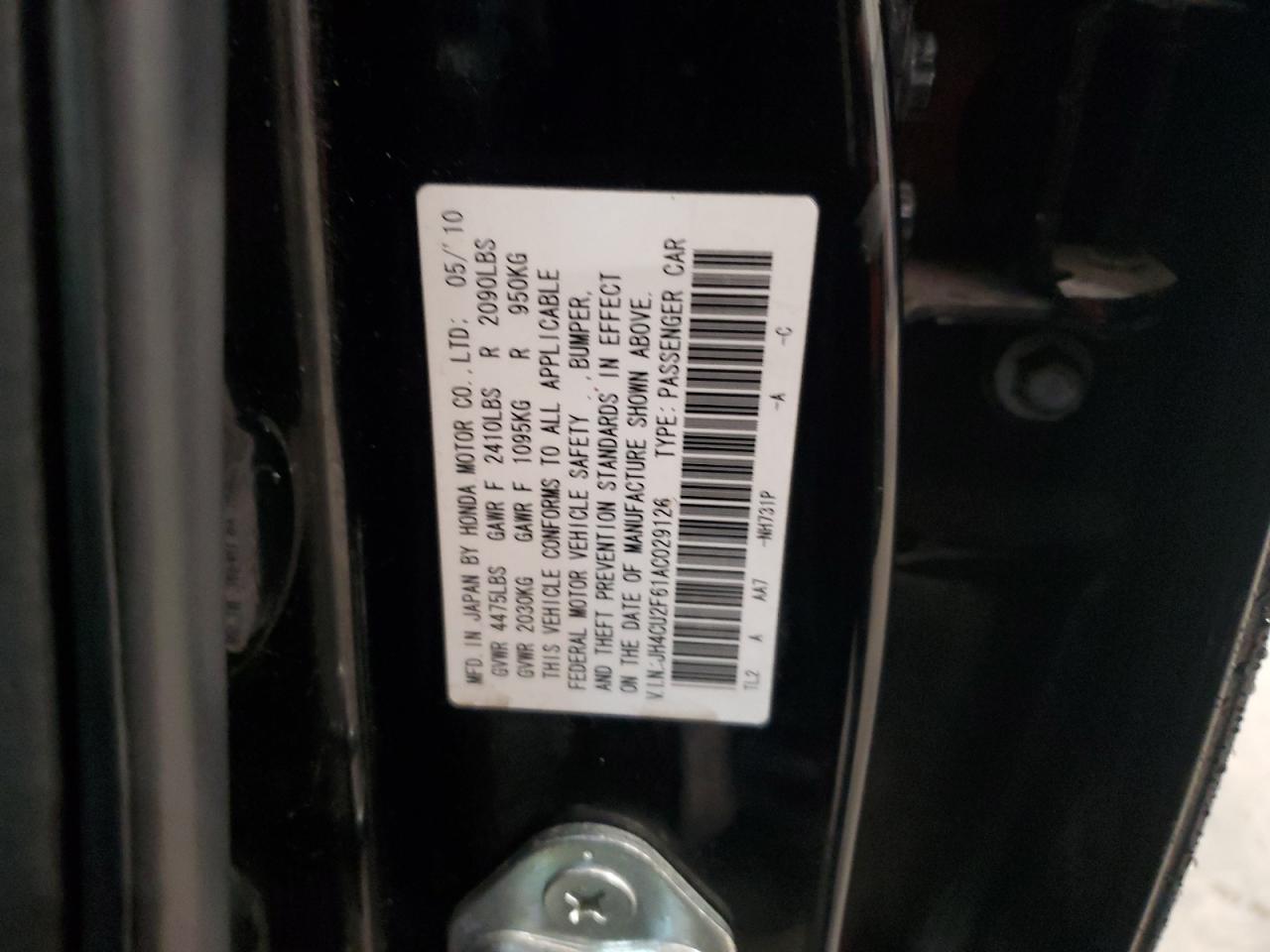 2010 Acura Tsx VIN: JH4CU2F61AC029126 Lot: 92657095