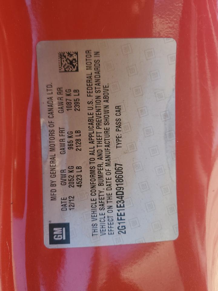 2013 Chevrolet Camaro Ls VIN: 2G1FE1E34D9186067 Lot: 92169035