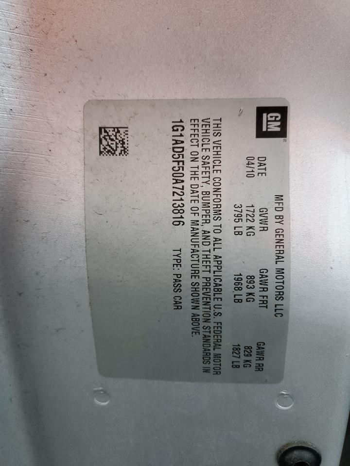 2010 Chevrolet Cobalt 1Lt VIN: 1G1AD5F50A7213816 Lot: 91687575