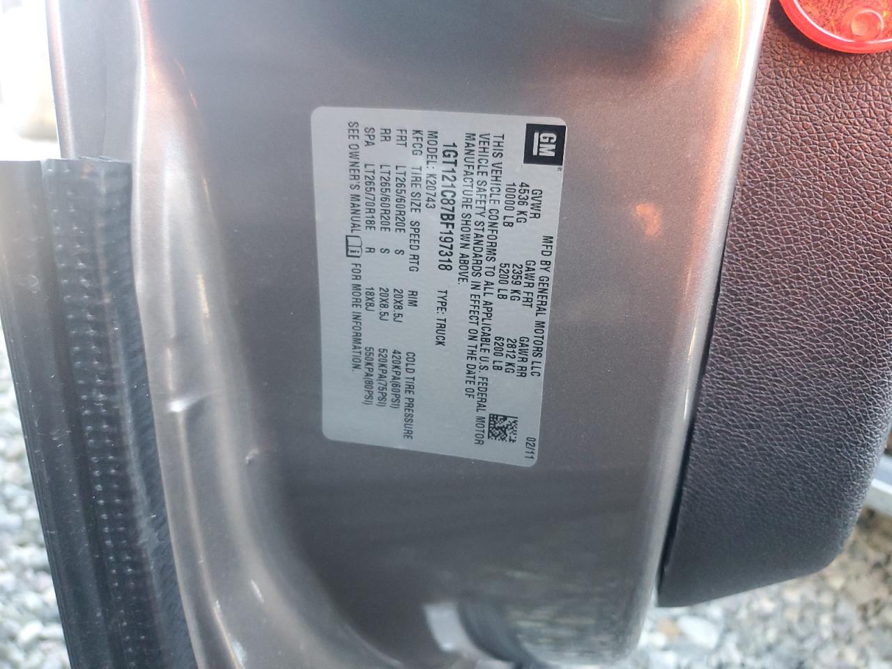 2011 GMC Sierra K2500 Slt VIN: 1GT121C87BF197318 Lot: 90893665