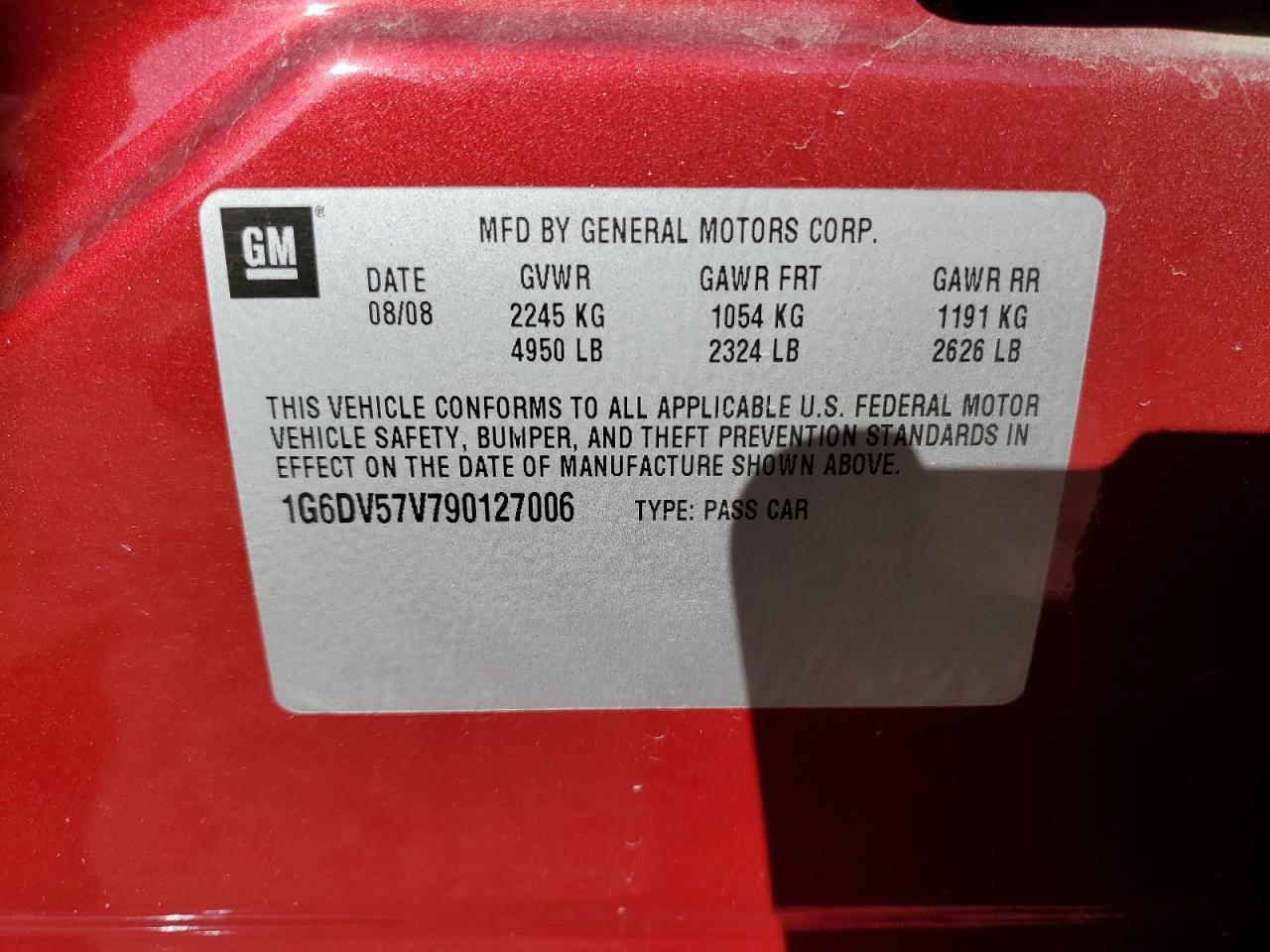 2009 Cadillac Cts Hi Feature V6 VIN: 1G6DV57V790127006 Lot: 92995335