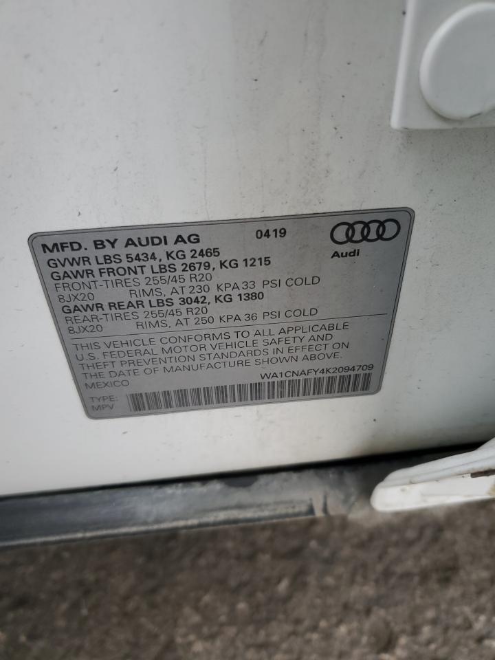 2019 Audi Q5 Prestige VIN: WA1CNAFY4K2094709 Lot: 93424805