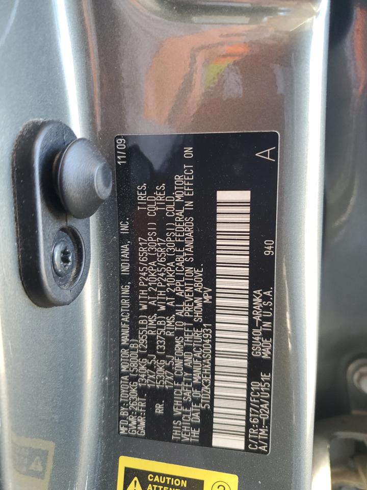 2010 Toyota Highlander VIN: 5TDZK3EHXAS004931 Lot: 92054095