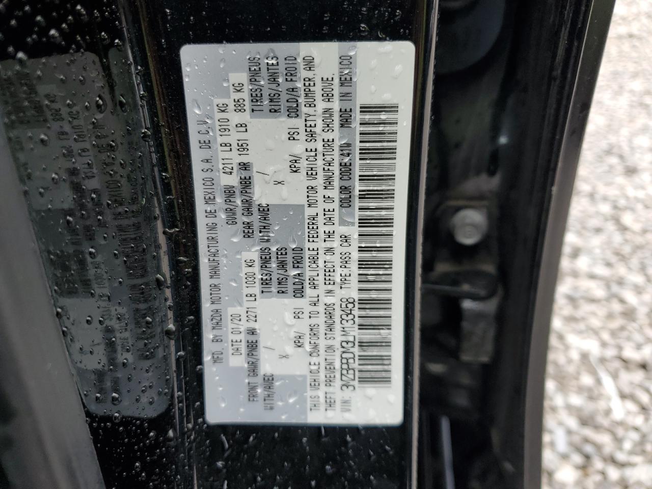 2020 Mazda 3 Preferred VIN: 3MZBPBDM3LM133458 Lot: 93072515