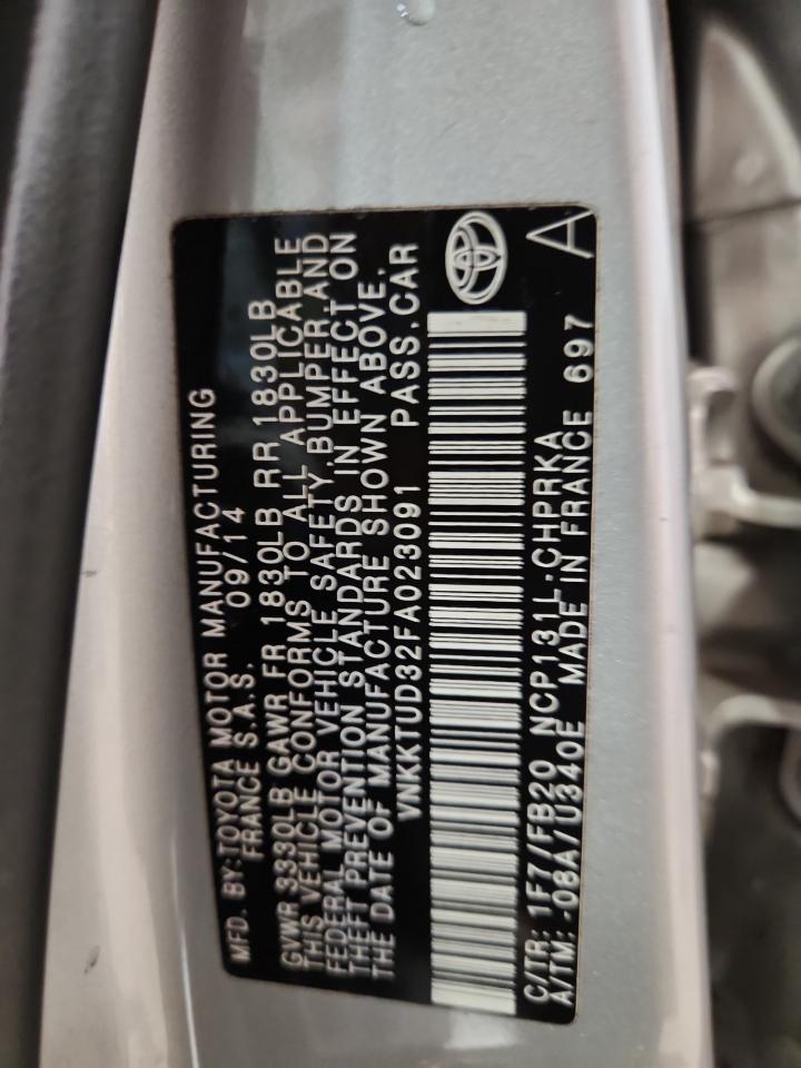 2015 Toyota Yaris VIN: VNKKTUD32FA023091 Lot: 92526275