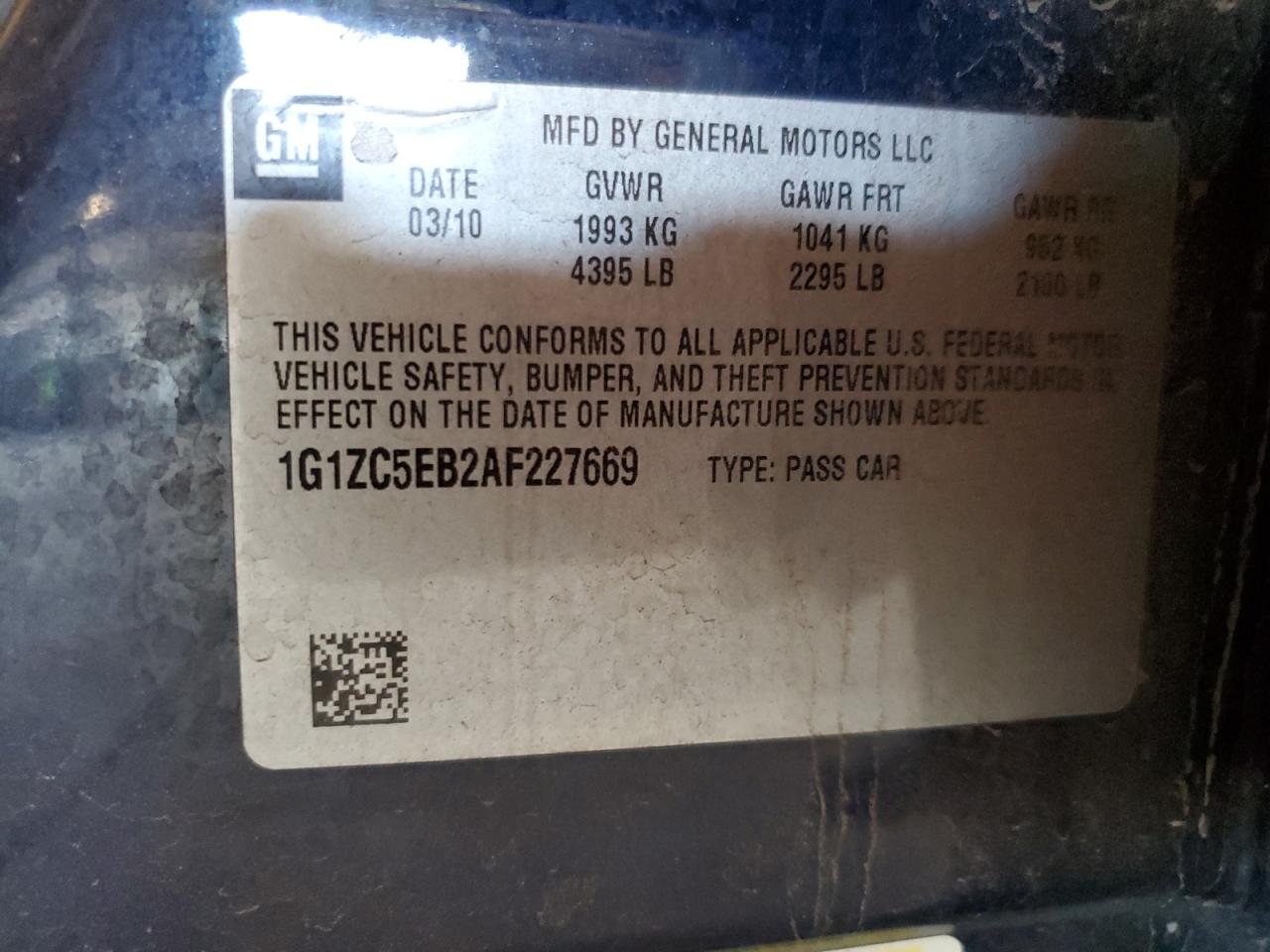 2010 Chevrolet Malibu 1Lt VIN: 1G1ZC5EB2AF227669 Lot: 93651265