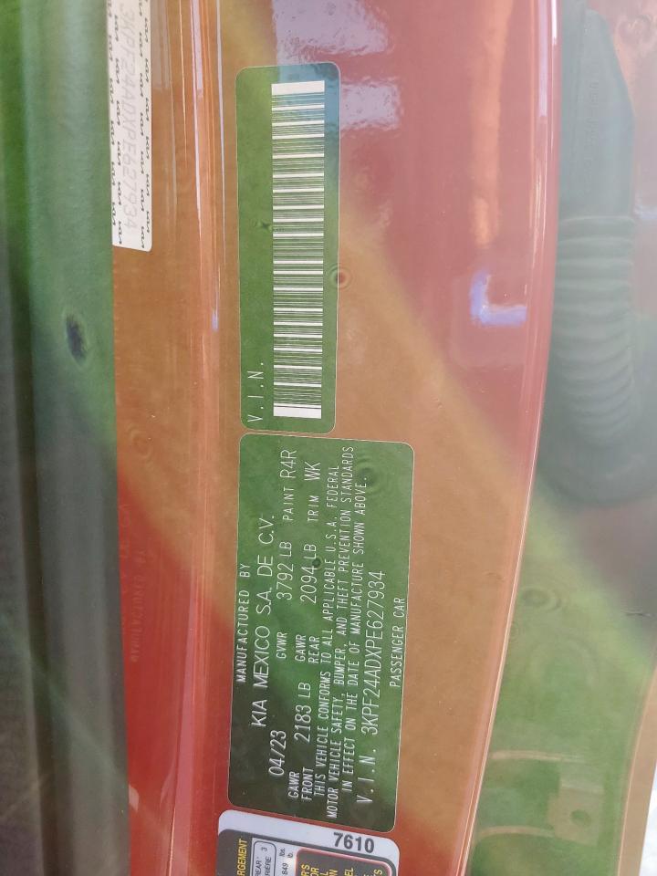 2023 Kia Forte Lx VIN: 3KPF24ADXPE627934 Lot: 91718535