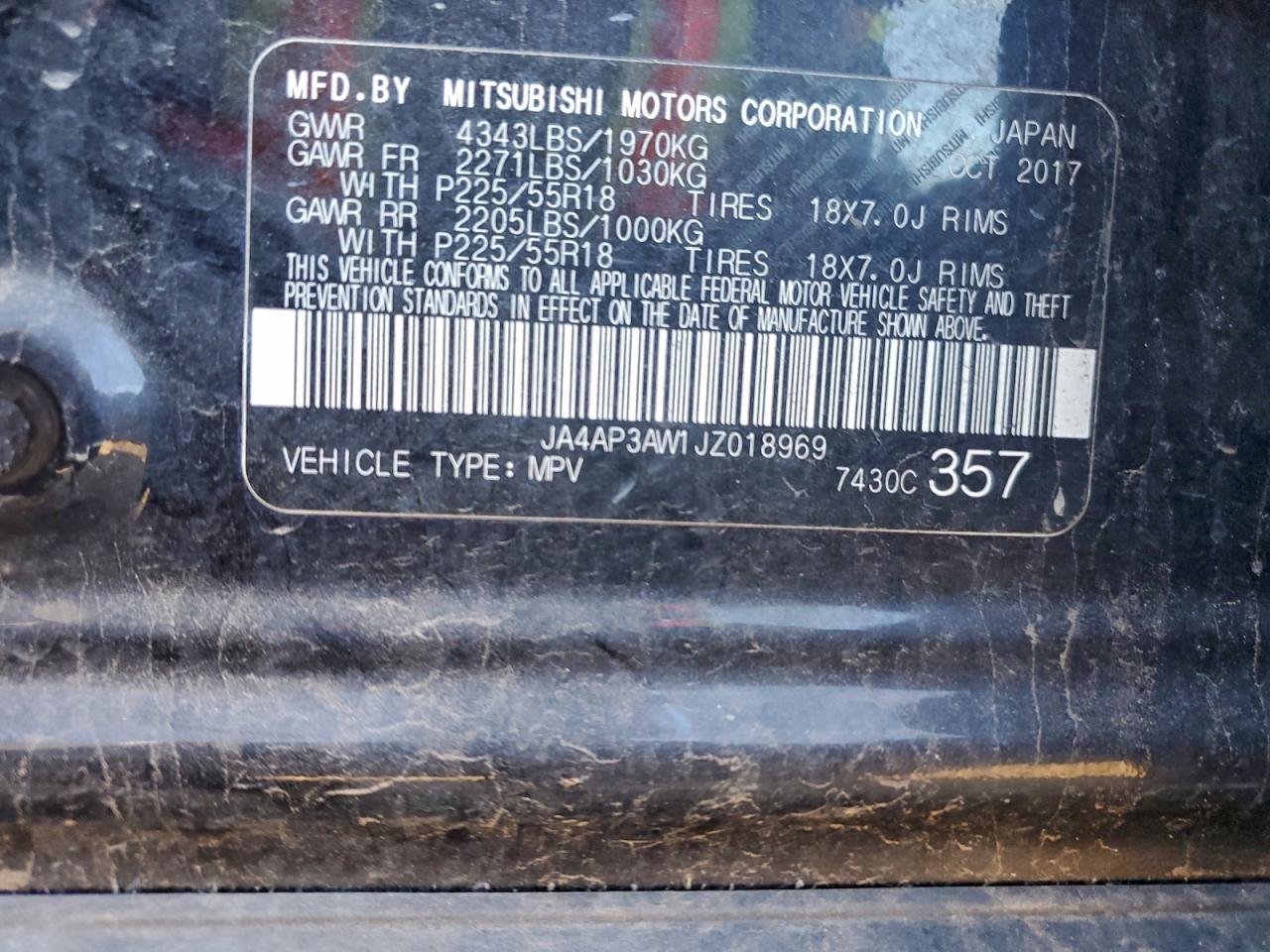 2018 Mitsubishi Outlander Sport Es VIN: JA4AP3AW1JZ018969 Lot: 93968655