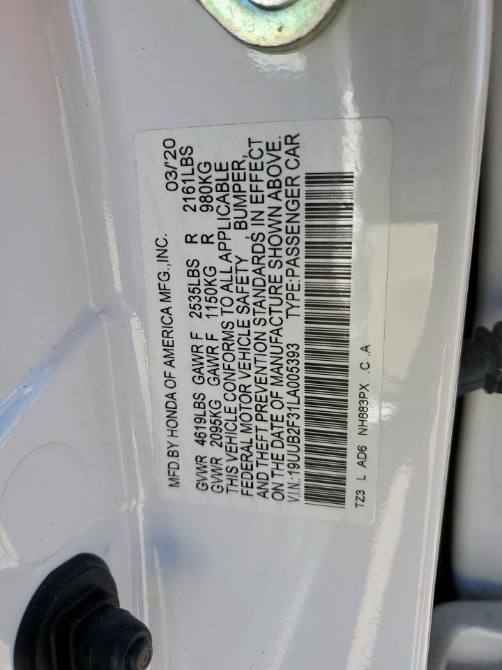 2020 Acura Tlx VIN: 19UUB2F31LA005393 Lot: 92092745