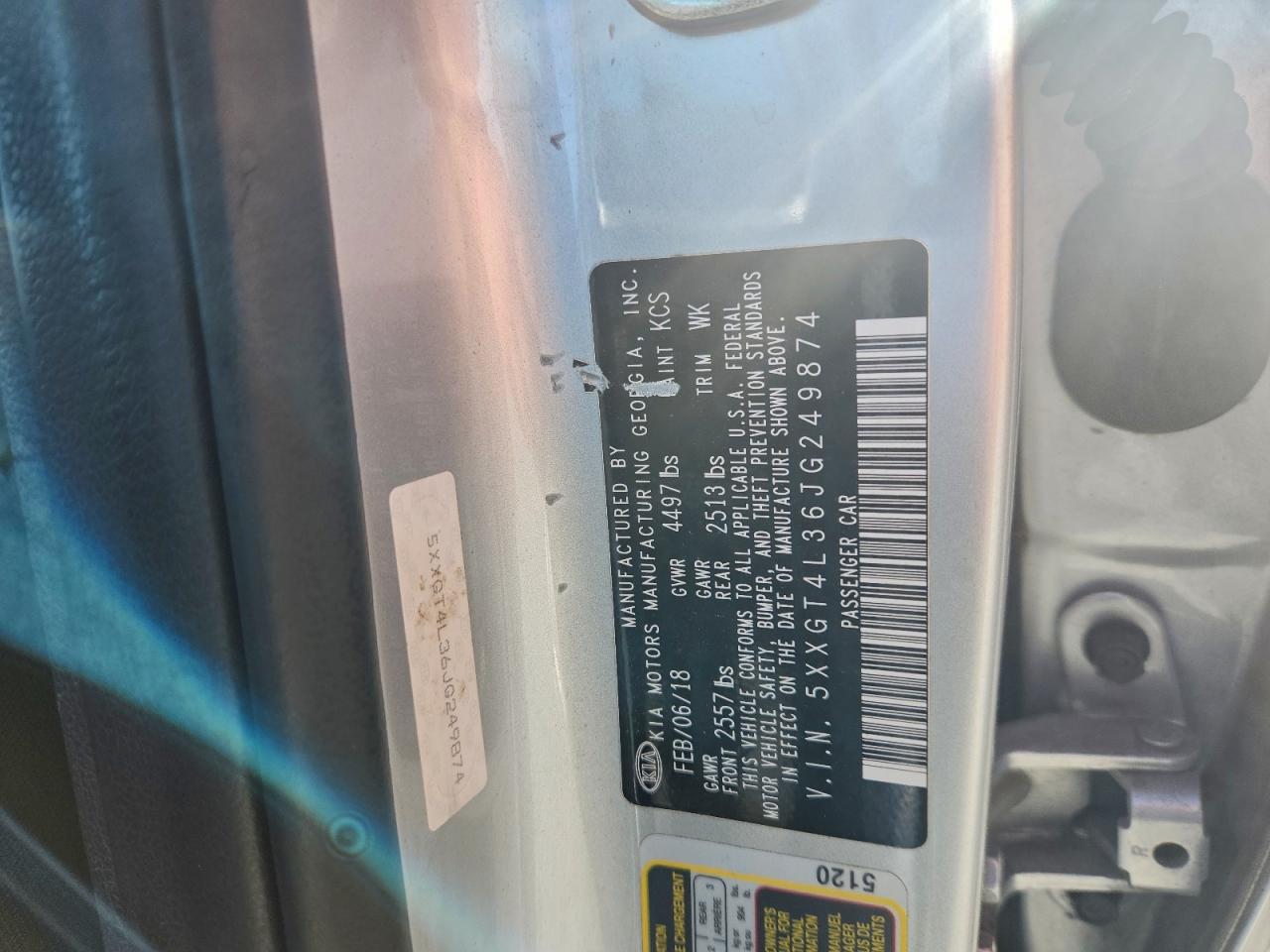 2018 Kia Optima Lx VIN: 5XXGT4L36JG249874 Lot: 94232195