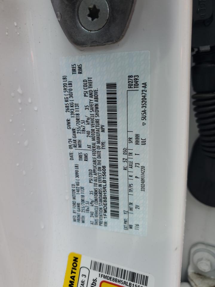 2024 Ford Bronco Outer Banks VIN: 1FMDE8BH5RLB15608 Lot: 93069915