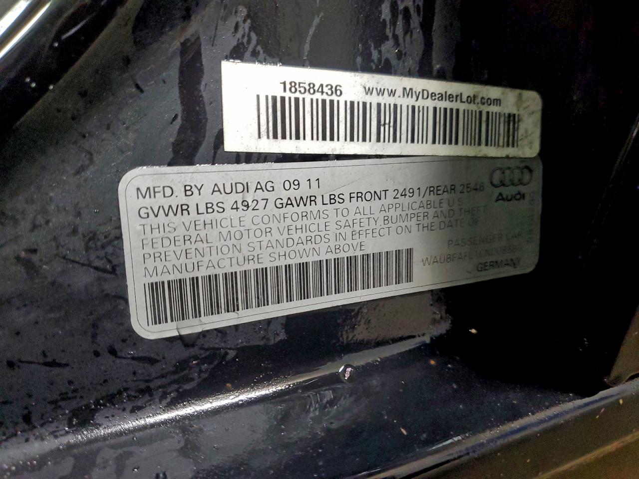 2012 Audi A4 Premium VIN: WAUBFAFL1CN008580 Lot: 93987455